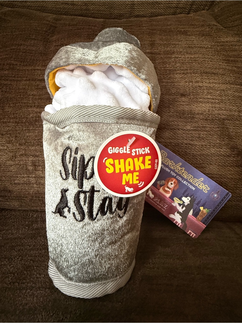 🆕 L/XL Barktender Dogtail Shaker ~ Sip n’ Stay Giggle Stick ~ Squeaky & Crinkle